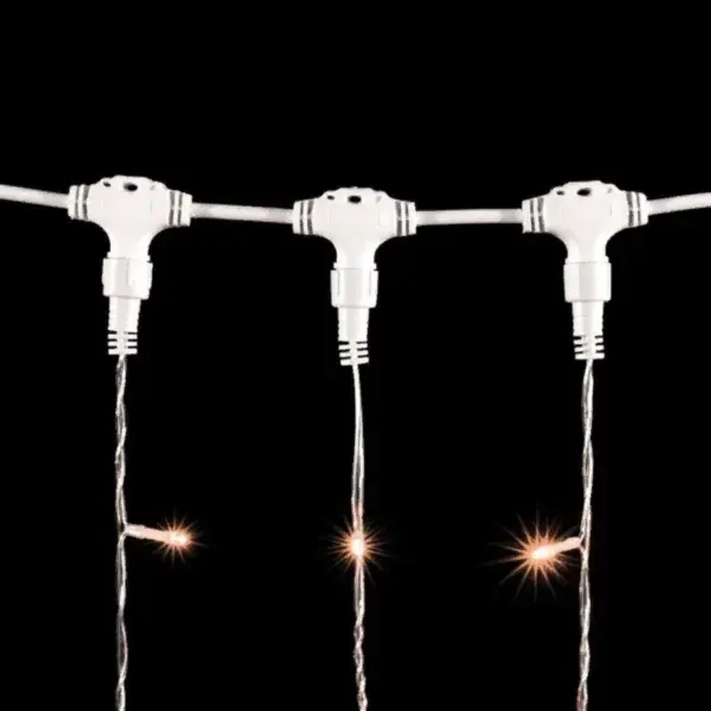 Светодиодный занавес 1*9 м., 900 экстра теплых белых LED ламп, прозрачный провод ПВХ, LTC (PCL901-10-2EWW)