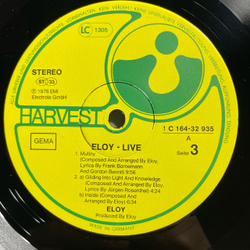 Винтажная виниловая пластинка LP Eloy Live (Германия 1978) Poseidon's Creation