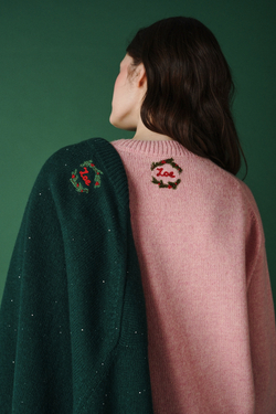 Пуловер "Бенгальские огни" из кашемира с мериносом темно-зеленого цвета и золотыми пайетками ПРЕДЗАКАЗ