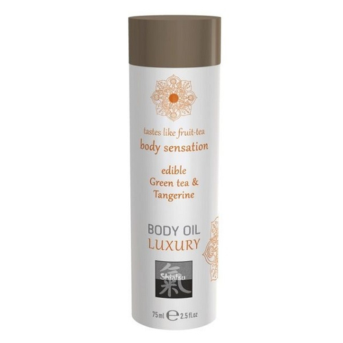 Съедобное массажное масло с ароматом зеленого чая и мандарина Shiatsu Luxury Body Oil 75мл