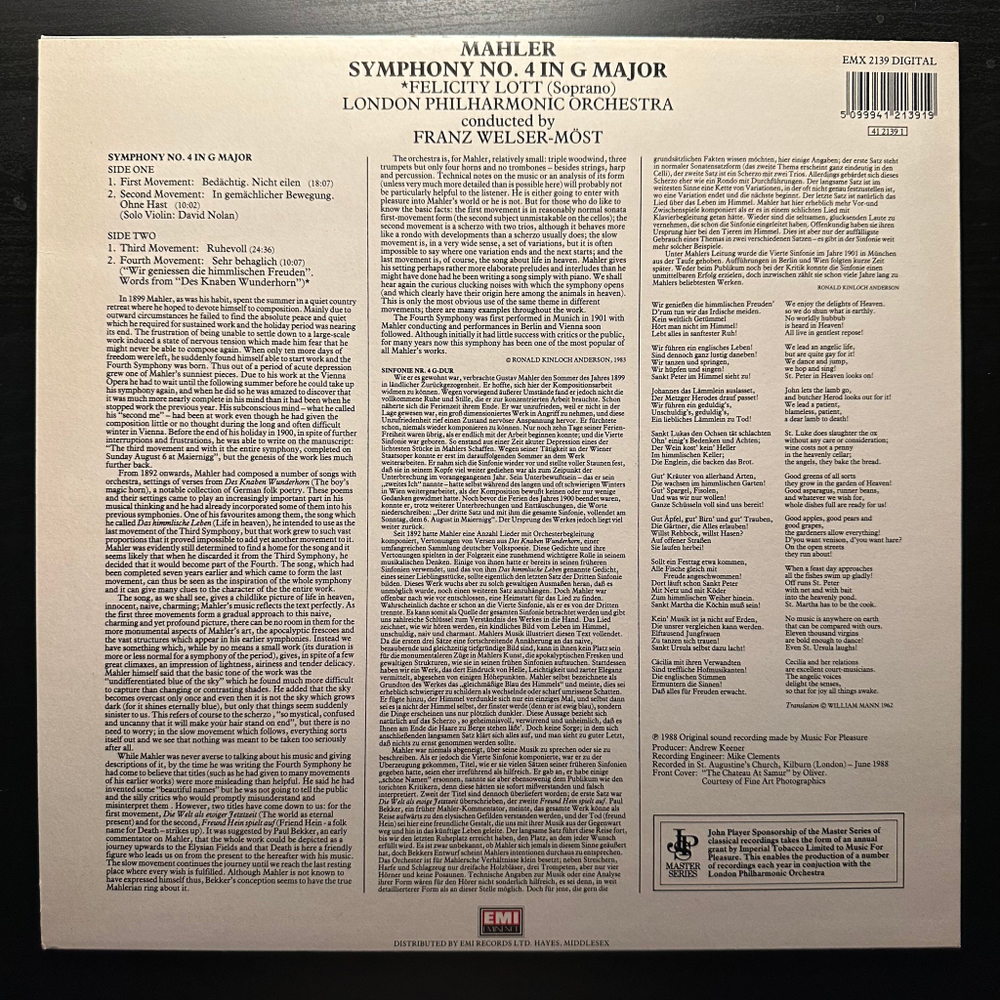 Малер - Симфония No.4 соль мажор (Англия 1988г.)