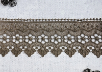 Кружево плетеное, ш. 7,8 см, св.коричневый