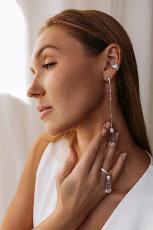 Серьги динамичные с подвесной частью