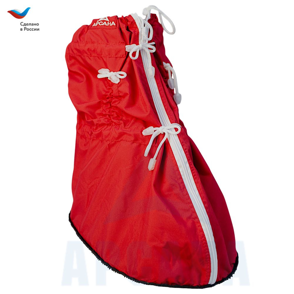 Легкий чехол с подошвой из резины на аппарат Илизарова на голени и стопе. Ткань Сорочка. Цвет изделия красный, цвет молнии белая.Размер OGSRZU-3