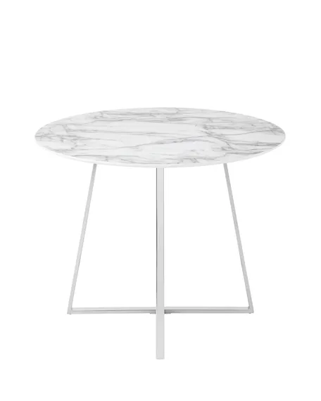 Стол Daisy Ø100 см, белый мрамор, ножки хром