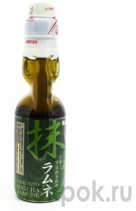 Газированный напиток рамунэ со вкусом зеленого чая матча Hatakosen Macha Ramune, 200 мл