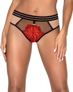 Трусики-бразилиана Angelina с гипюровой вставкой по центру (Размер: XL) (Цвет: черный с красным)