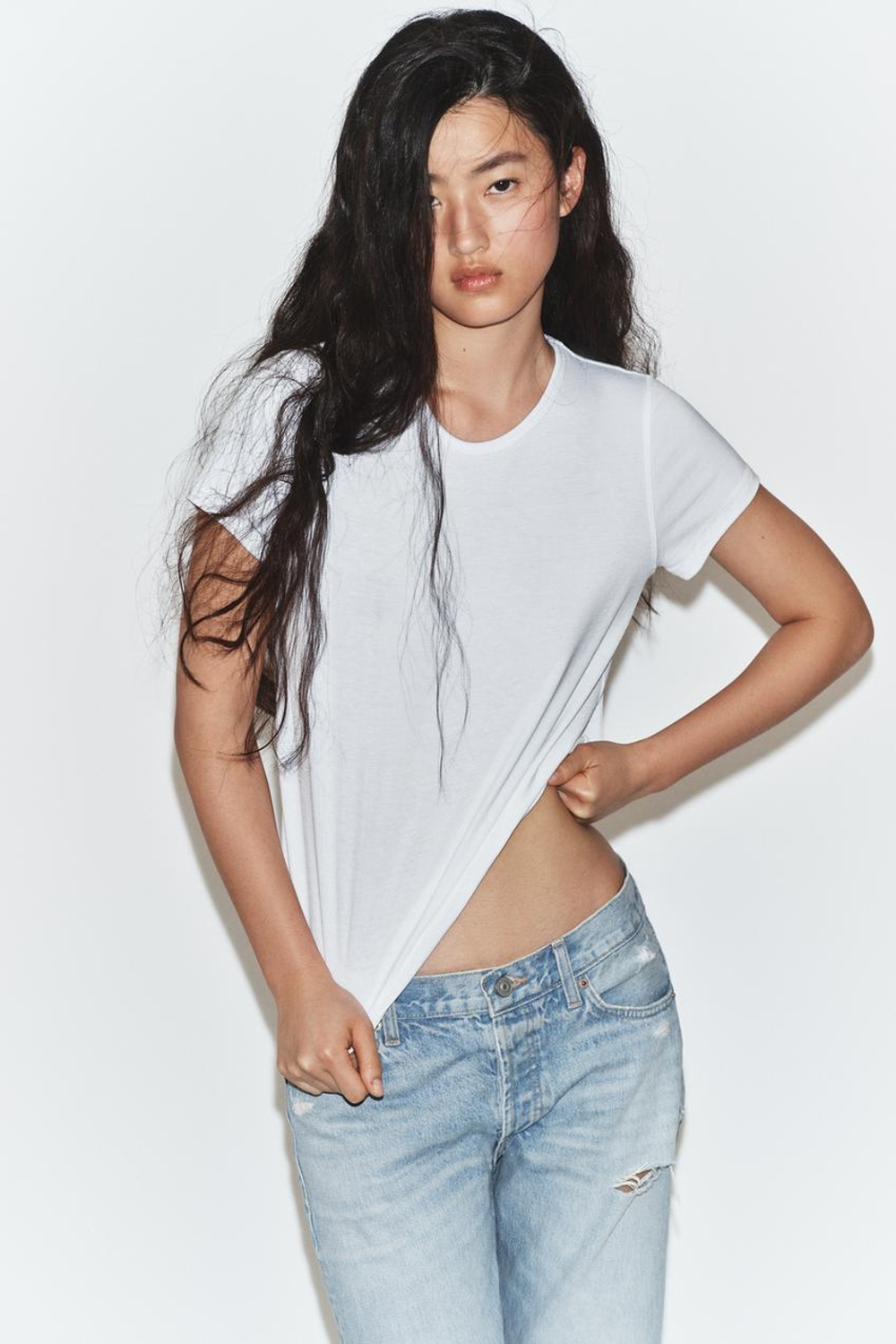 ZARA ФУТБОЛКА С ВЫРЕЗОМ НА СПИНЕ, БЕЛЫЙ