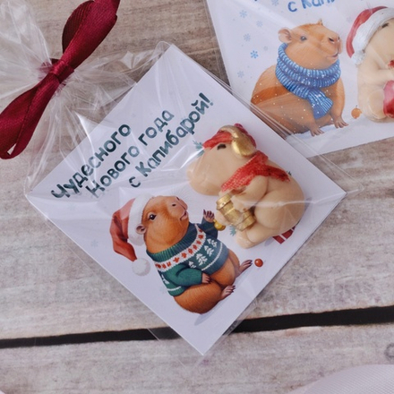 Конфета с открыткой "Новый год с капибарой"