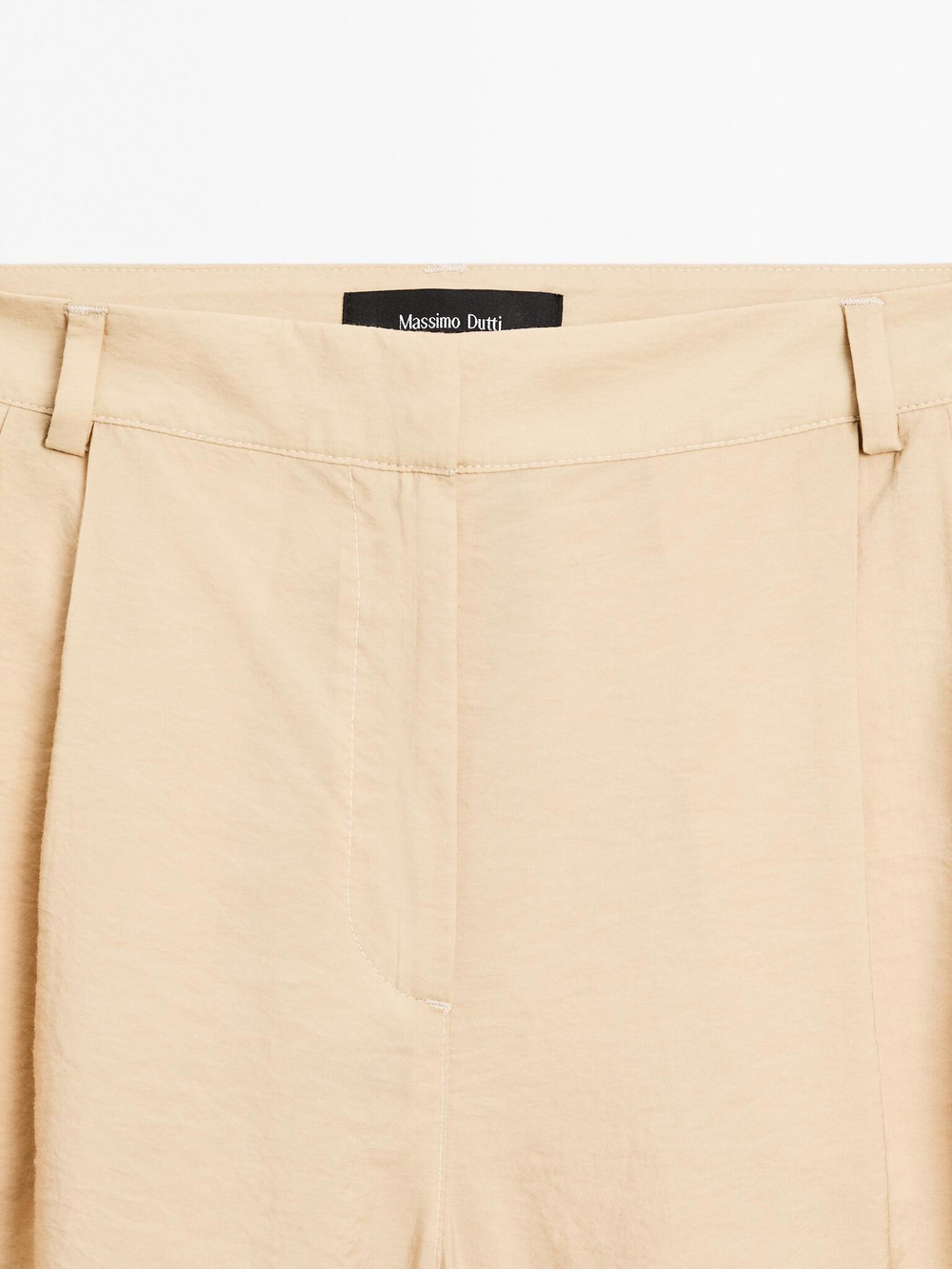 Massimo Dutti Брюки палаццо с вытачками, бежевый