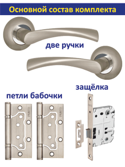 Дверная ручка межкомнатная с защелкой и петлями