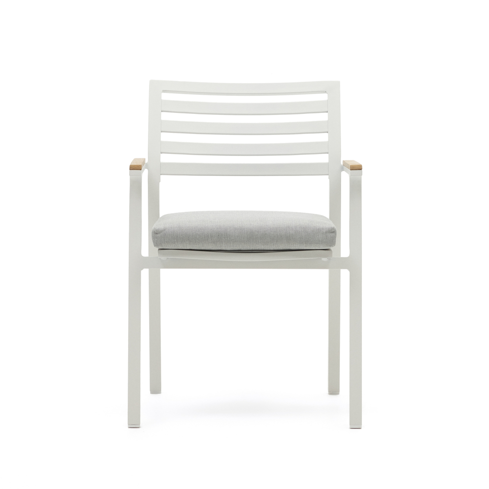 Bona Уличный стул из алюминия в белой отделке и массива тикового дерева