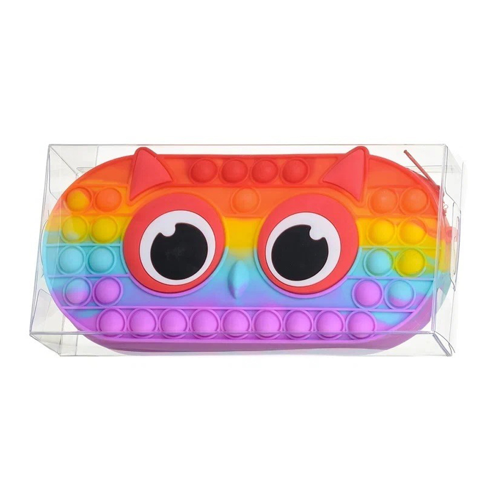 Пенал-косметичка Basir без наполнения, 20,5*10*3,5 см, серия "Сова", Pop It, разноцветный