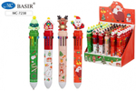 Ручка шариковая автоматическая 10-ти цветная "Новогодние" в ассортименте (Basir)