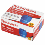 Точилка BRAUBERG "Diamond Dual" 2 отверстия для чернографитных карандашей (в том числе утолщенных) с контейнером ассорти (12 штук в упаковке)