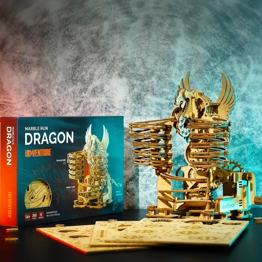 Деревянный конструктор марбл-трасса Дракон (IDventure)
