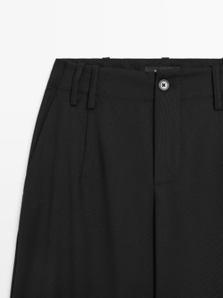 Massimo Dutti Брюки Boyfriend из 100% шерсти, черный