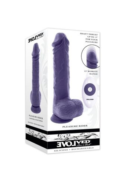 Фиолетовый вибратор на присоске с поступательными движениями Pleasure Rider - 22,2 см. (Цвет: фиолетовый)