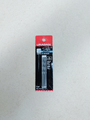 Сверло Uragan Bagira по металлу ц/хв быстрореж HSS 3,7*70мм2 шт