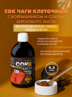 Сок Чаги клеточный с боярышником и соком березового листа, 450мл Нормализует работу сердечно-сосудистой и нервной систем