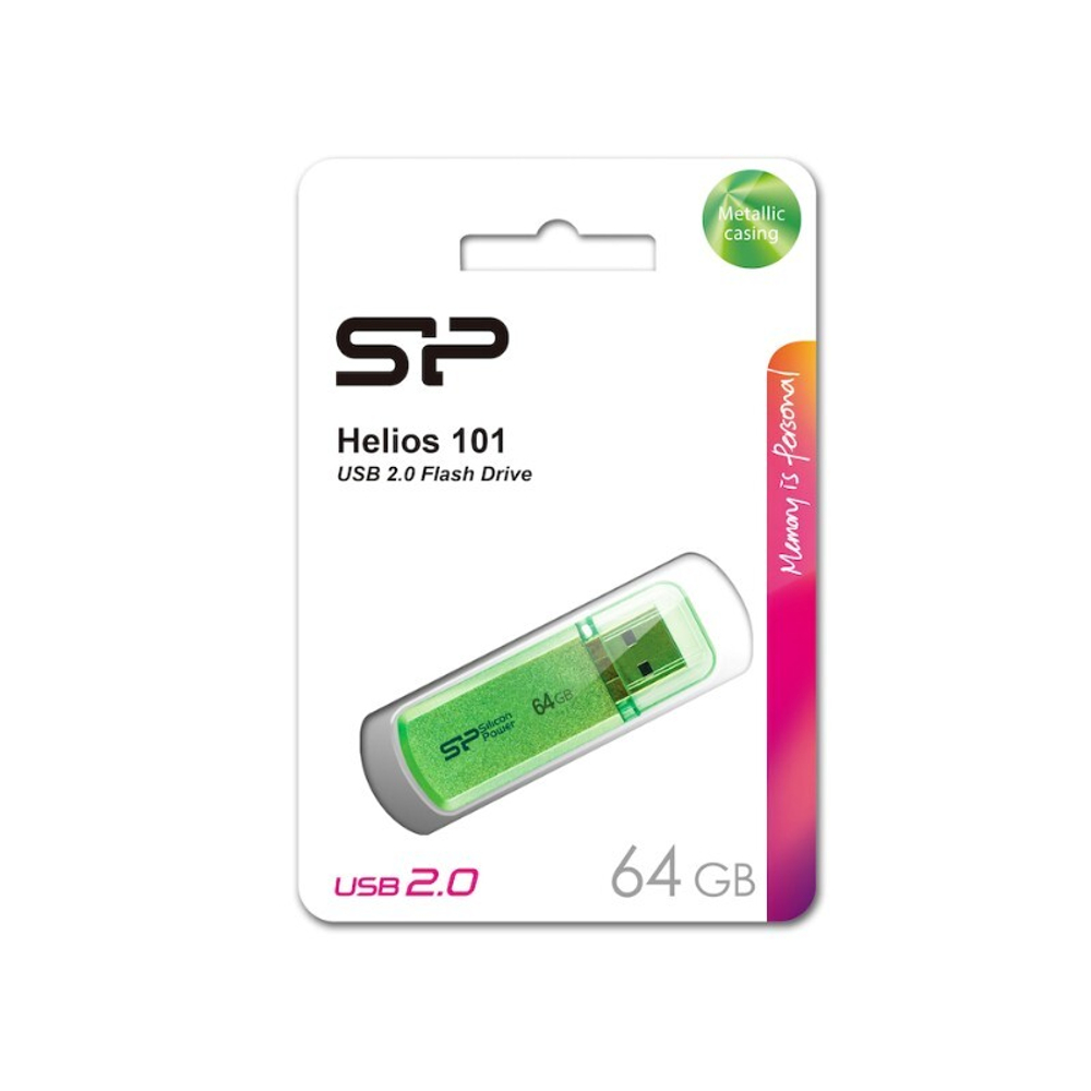 Флеш накопитель 64Gb Silicon Power Helios 101, USB 2.0, Зеленый
