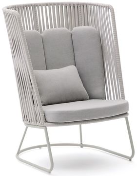 Уличное кресло Saconca с высокой спинкой из веревочного шнура и серой оцинкованной стали La Forma Испания 