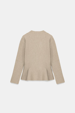 ZARA ТРИКОТАЖНЫЙ КАРДИГАН С БАСКОЙ, БЕЖЕВЫЙ