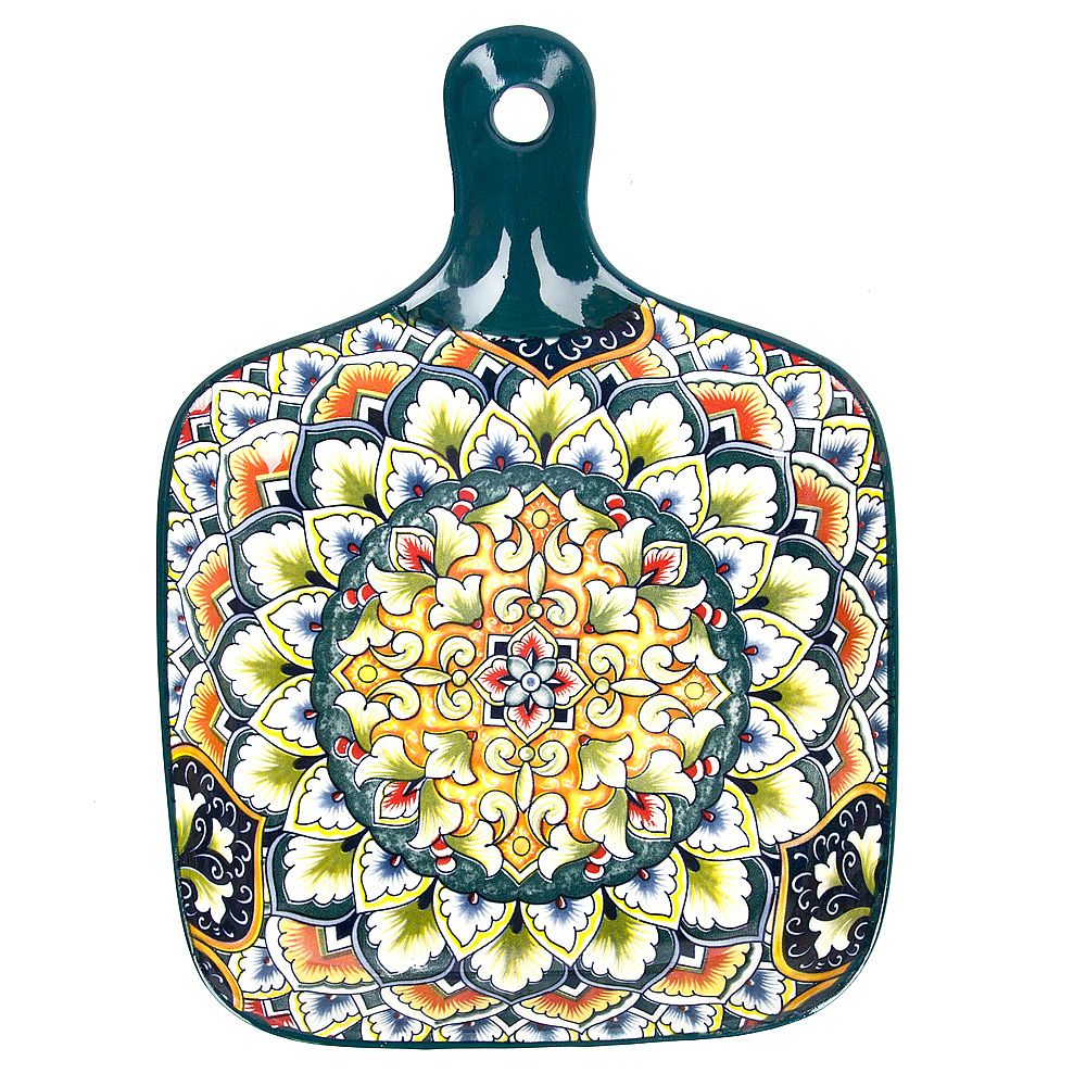 Блюдо с ручкой " " (зеленый) 23х14,5см (min9) (транспортная упаковка)