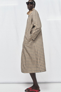 ZARA ДВУСТОРОННИЙ ТРЕНЧ В КЛЕТКУ — ZW COLLECTION, БЕЖЕВО-КОРИЧНЕВЫЙ