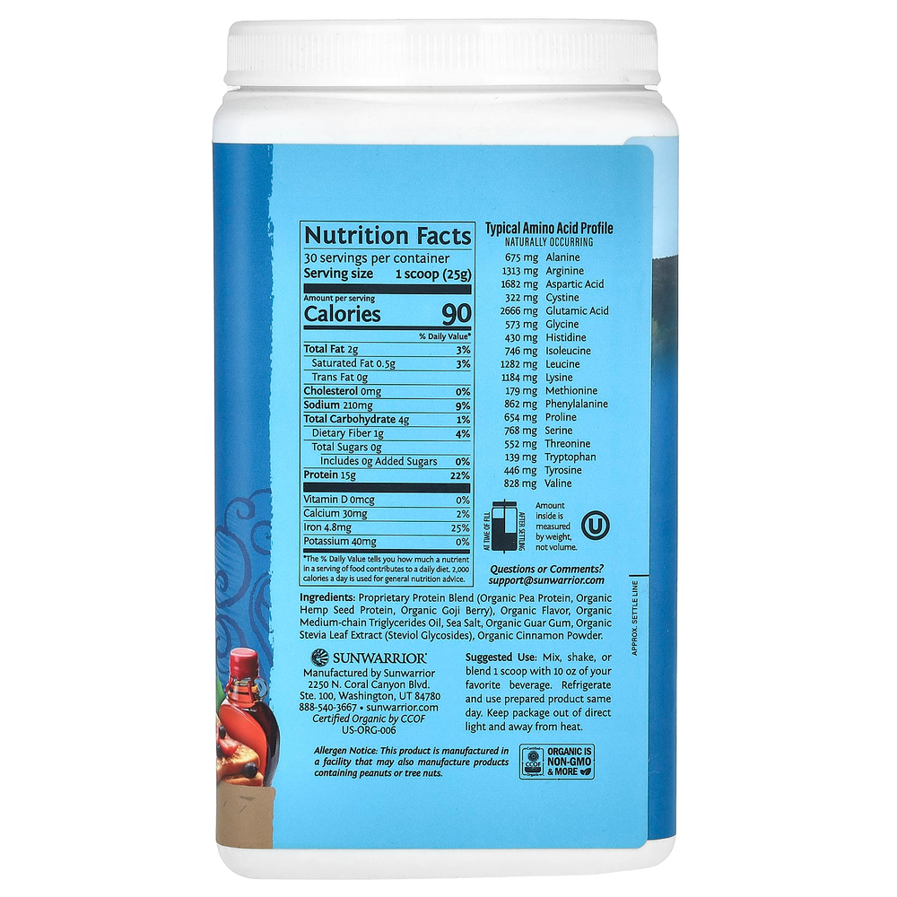 Sunwarrior, Warrior Blend, протеин, кленовые французские тосты, 750 г (1,65 фунта)
