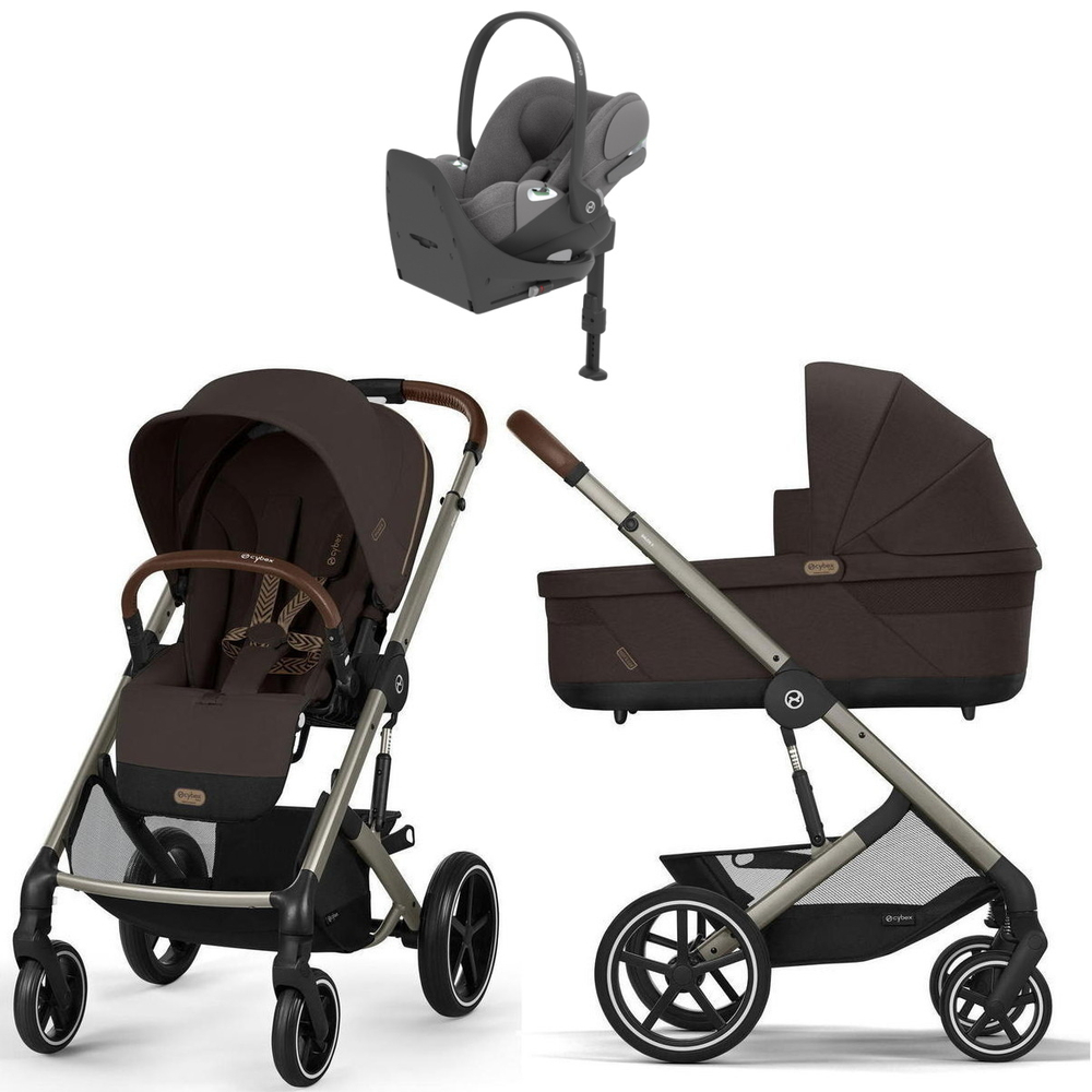 Коляска Cybex Balios S Lux TPE complete Cloud T Mirage Grey Plus Base T 4 в 1 Chocolate Brown с дождевиками