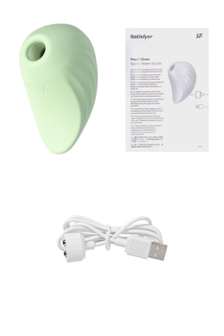 Вакуум-волновой бесконтактный стимулятор клитора Satisfyer Pearl Diver, силикон, мятный, 5 см