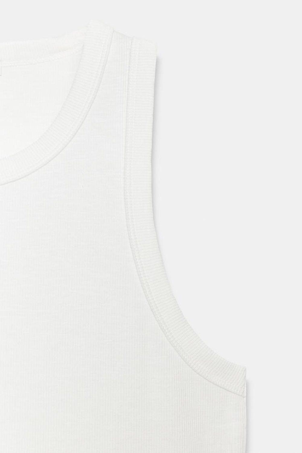 ZARA ТОП В РУБЧИК БЕЗ РУКАВОВ, ЖЕЛТОВАТО-БЕЛЫЙ