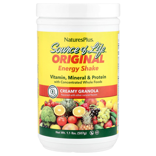 NaturesPlus, Source of Life®, оригинальный энергетический коктейль, со вкусом кремовой гранолы, 507 г (1,1 фунта)