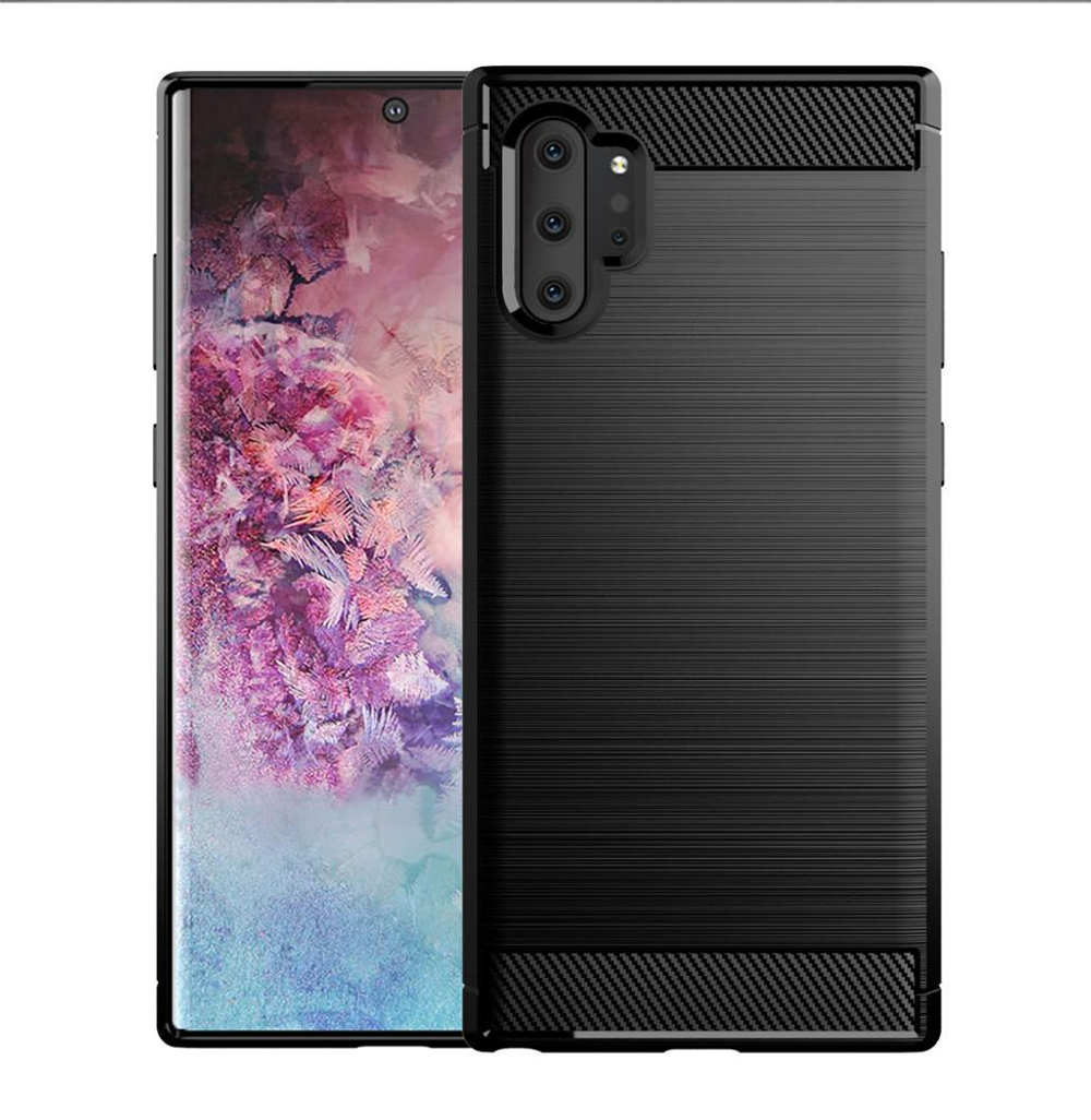 Чехол для Samsung Galaxy Note 10+ цвет Black (черный), серия Carbon от Caseport