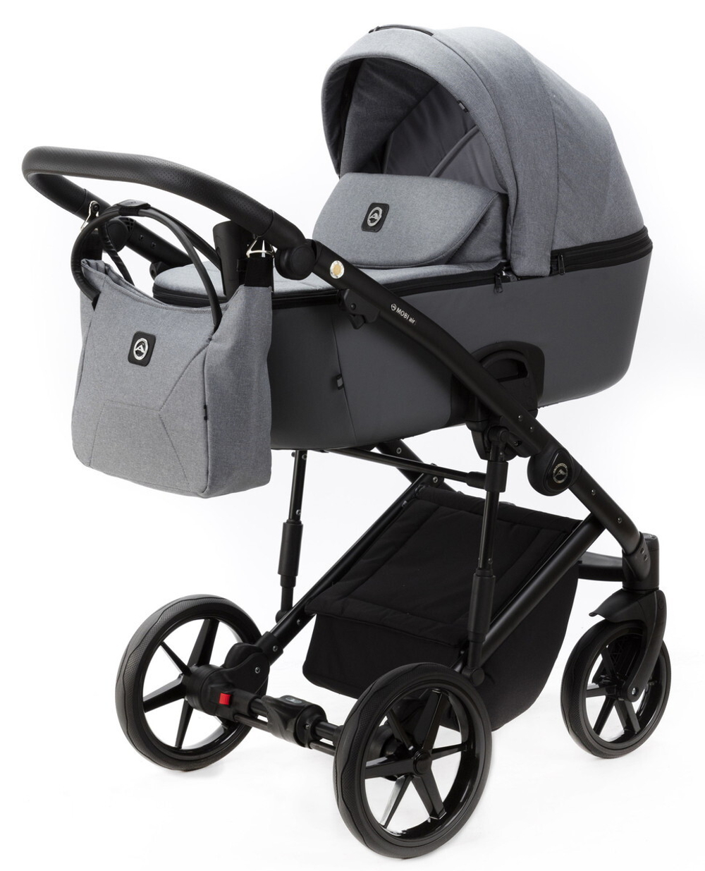 Детская коляска Adamex Mobi 3 в 1 M-PS113 (СЕРЫЙ+СЕРАЯ КОЖА)