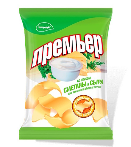 Чипсы "Премьер" 70г. Сметана и сыр Белпродукт