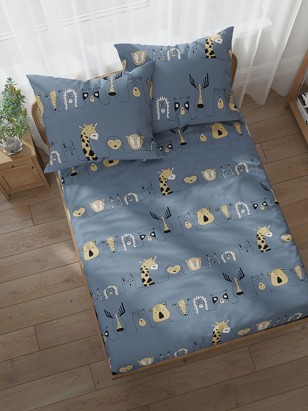 Постельное белье перкаль Сказка "Оттава" 2-спальное  Наволочка 50х70 см 2 шт Простынь на резинке 160x200 см Пододеяльник 175x215 см