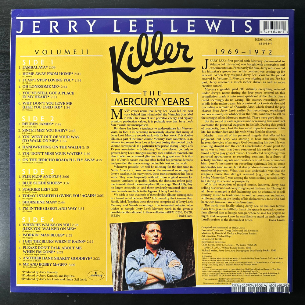 Jerry Lee Lewis ‎– Killer : The Mercury Years Volume Two 1969-1972 2LP (Голландия 1989г.)