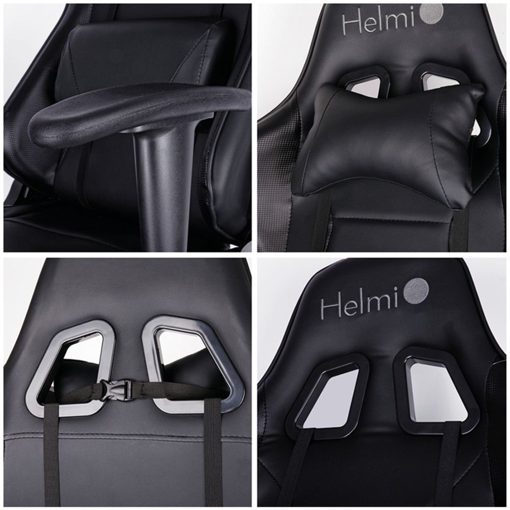 Кресло игровое Helmi HL-G09 "Control", экокожа черная, 2 подушки