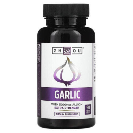 Чеснок Zhou Nutrition, Garlic Extra Strength, 90 таблеток, покрытых оболочкой