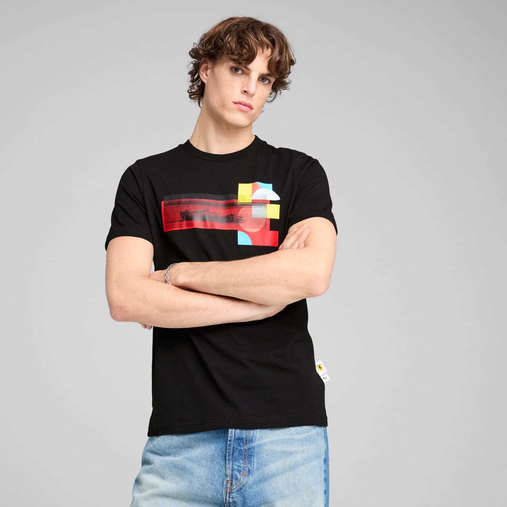 PUMA X SCUDERIA FERRARI МУЖСКАЯ ФУТБОЛКА С ПРИНТОМ HP RACE 1, ЧЕРНЫЙ