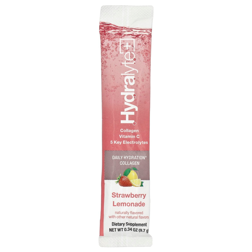 Hydralyte, VERISOL® Collagen, порошок с шипучим электролитом, клубничный лимонад, 30 пакетиков по 9,7 г (0,34 унции)