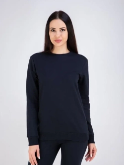 Свитшот без начеса и капюшона однотонный стильный, хлопок