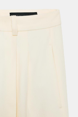 ZARA БРЮКИ WIDE-LEG С ЗАЩИПАМИ — ZW COLLECTION, ЭКРЮ