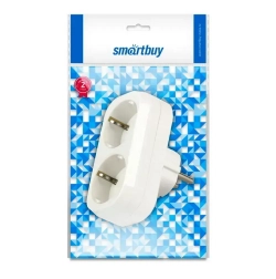 Разветвитель Smartbuy, 2 гнезда с заземлением плоский 16А 250B (SBE-16-A02-2z)