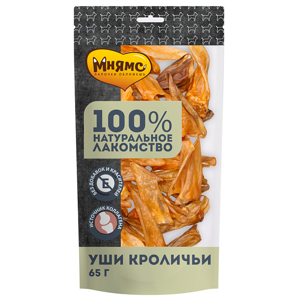 Лакомство для собак Мнямс на каждый уши кроличьи 65г, 35 шт