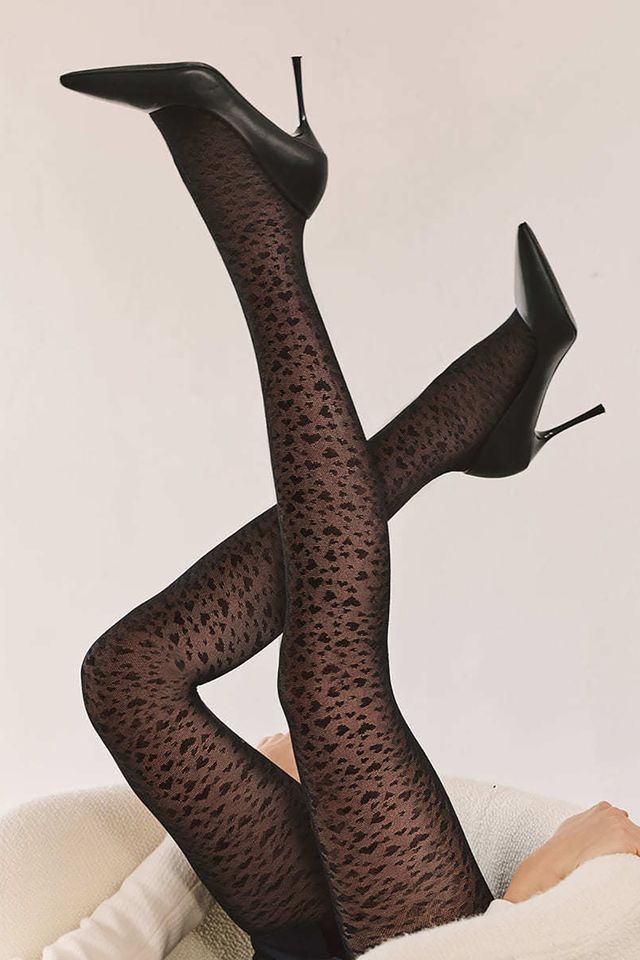 Черные принтованные колготки Lovers