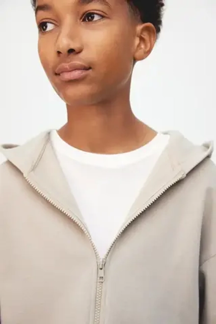 H&M Толстовка с капюшоном и застежкой-молнией, светло-бежевый
