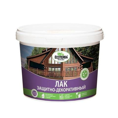 Лак защитно-декоративный водный Груша 0,9 кг ECOTERRA